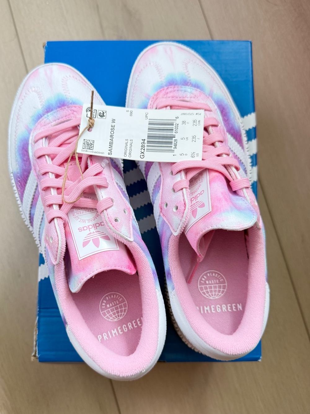 Brand New adidas Wmns Sambarose 'Tie Dye Sneakers - True Pink' Size 6.5.
